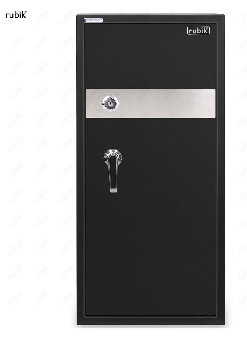 Rubik - Safe Box Large with Key Lock, Secure Locker for Money Files folder Documents Jewelry Home Office RB90K (Size 90x40x50cm) Black - Image 1