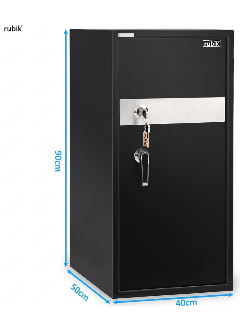 Rubik - Safe Box Large with Key Lock, Secure Locker for Money Files folder Documents Jewelry Home Office RB90K (Size 90x40x50cm) Black - Image 1