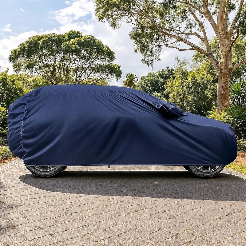 sulfar 100% Water Resistant Car Body Cover Compatible with Mirror for Hyundai Creta (Triple Stitched, Full Bottom Elastic, Navy Blue) - Image 5