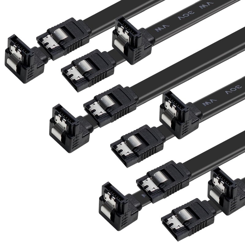 BENFEI SATA Cable III 6 Pack SATA Cable III 6Gbps 90 Degree Right Angle with Locking Latch 18 Inch for SATA HDD SSD CD Driver CD Writer Black - Image 2