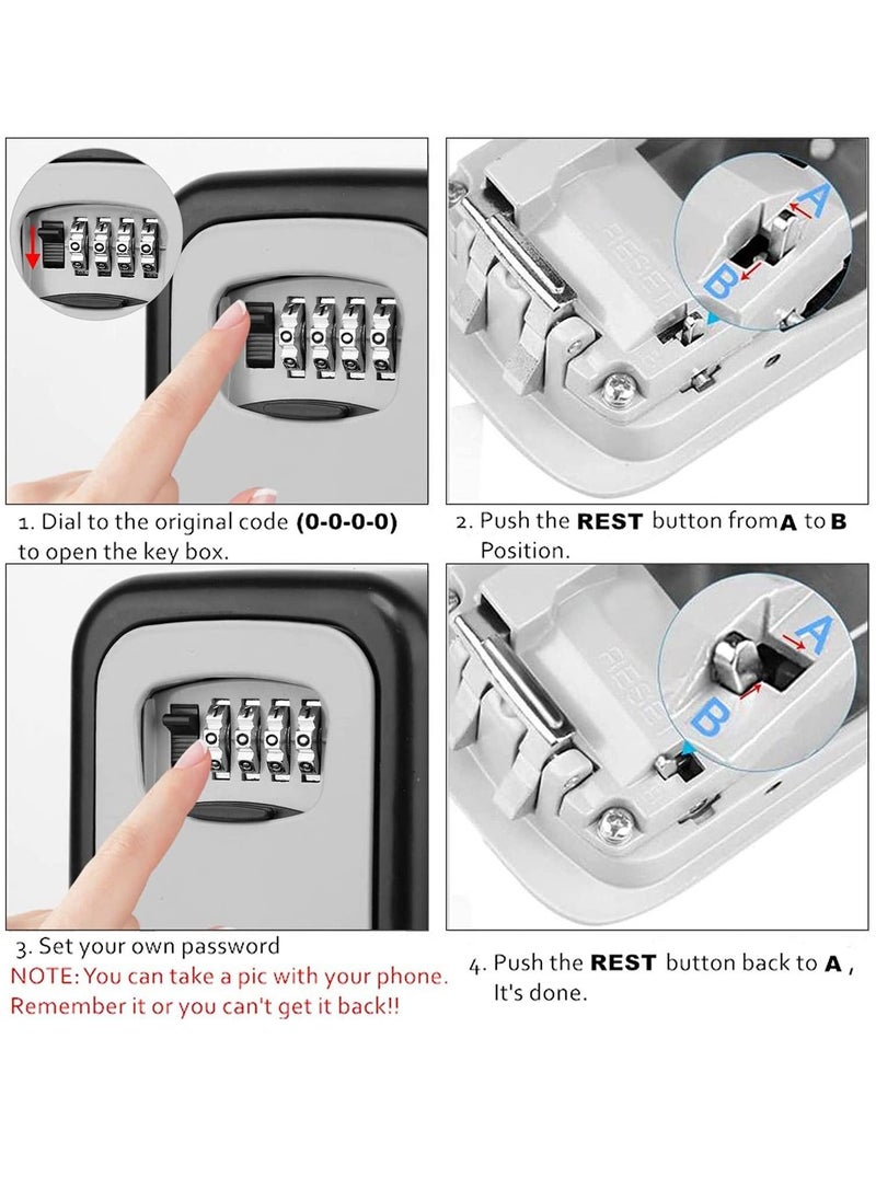 Generic - Four-Digit Code Lock Key Storage LOCK Box Combination Key Safe - Wall Mounted - Image 1