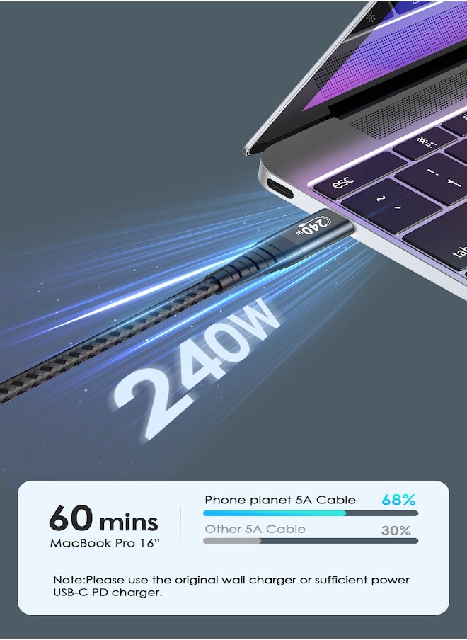 Phone Planet - Type C To Type C Charge Cable   For Apple Macbook M1 Max Galaxy and  iphone 15 Pro Max  240W 2 Meter Fast Charging 40Gbps Super Speed - Image 1