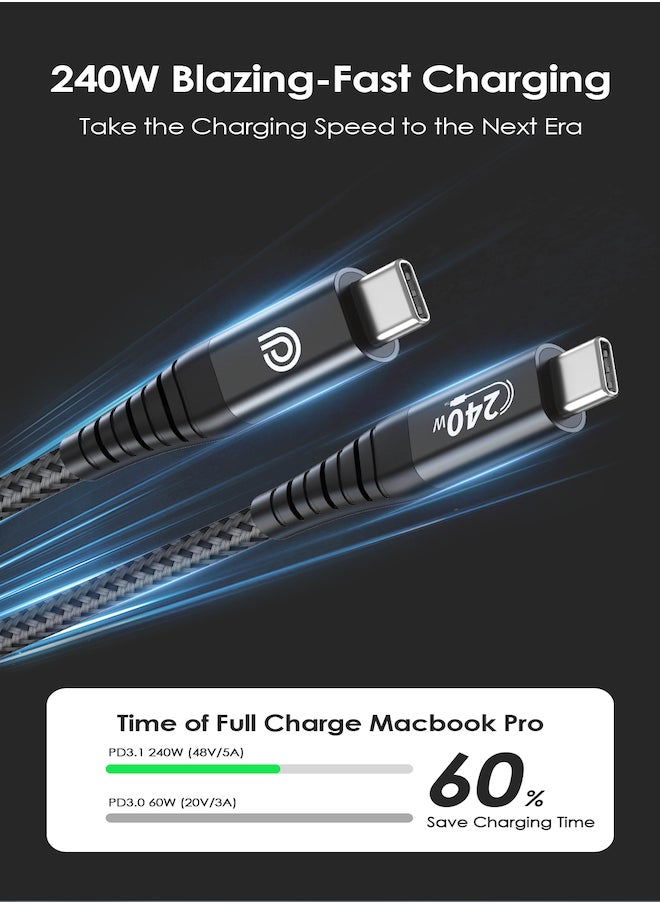 Phone Planet - Type C To Type C Charge Cable   For Apple Macbook M1 Max Galaxy and  iphone 15 Pro Max  240W 2 Meter Fast Charging 40Gbps Super Speed - Image 1