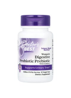 Doctor's Best Doctor's Best, Women's Digestive Probiotic Prebiotic With Cranberry, 4 Billion CFU, 30 Veggie Caps  - Image 1
