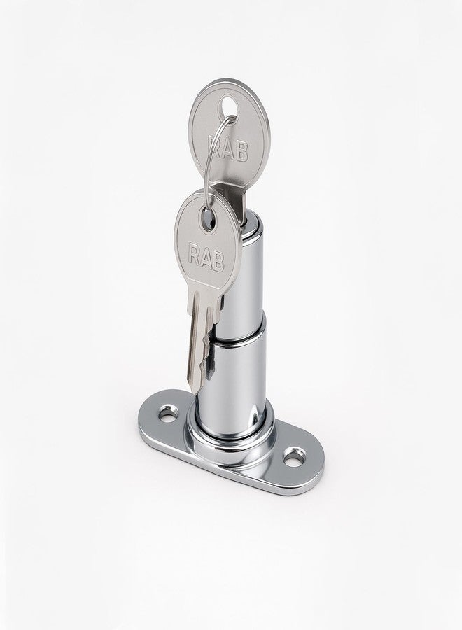 RAB Sliding Door Center Lock, Sliding Push Lock, for Furniture, Cabinet, Wardrobe (Code:- Centre Push, Size- 32mm, with 2 Keys, Pack of 1 PCS) - Image 1