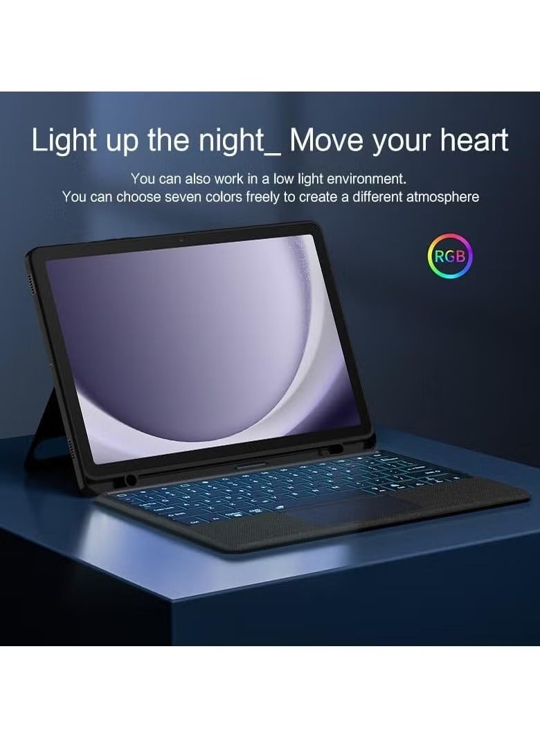 Beauenty Keyboard Case for Samsung Galaxy Tab A9 Plus(SM-X210, SM-X215, SM-X216B) 2023 Slim Folio Cover with Removable Detachable Wireless Charging Bluetooth Keyboard Pencil Holder Slot - Image 2