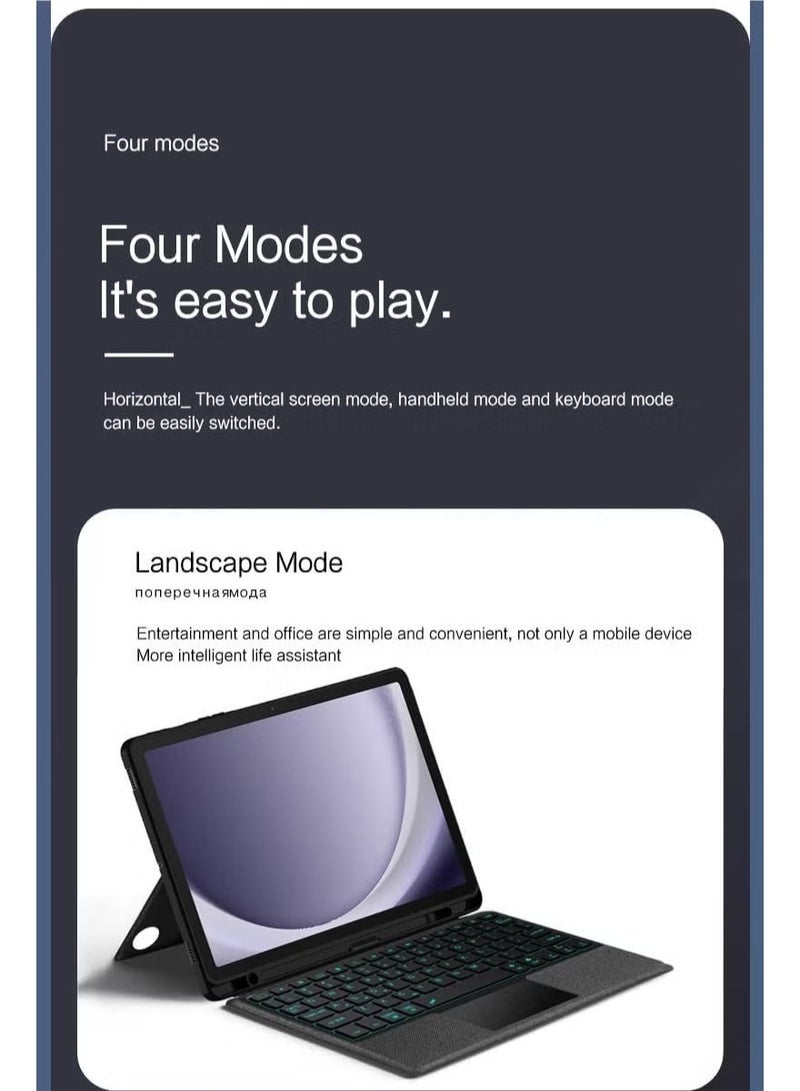 Beauenty Keyboard Case for Samsung Galaxy Tab A9 Plus(SM-X210, SM-X215, SM-X216B) 2023 Slim Folio Cover with Removable Detachable Wireless Charging Bluetooth Keyboard Pencil Holder Slot - Image 3