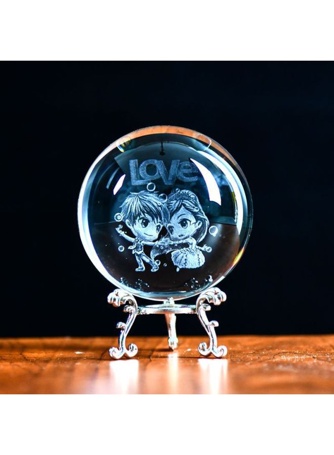 Children's Crystal Ball Music Music Box Little Girl's Birthday Gift Girl's Toy Star Projection Lamp-Color:Couple 6cm + Silver Tripod - Image 1