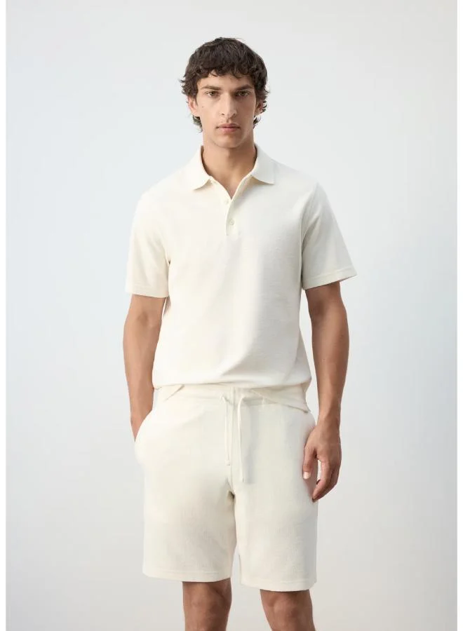 Mango Man Textured Cotton Blend Polo