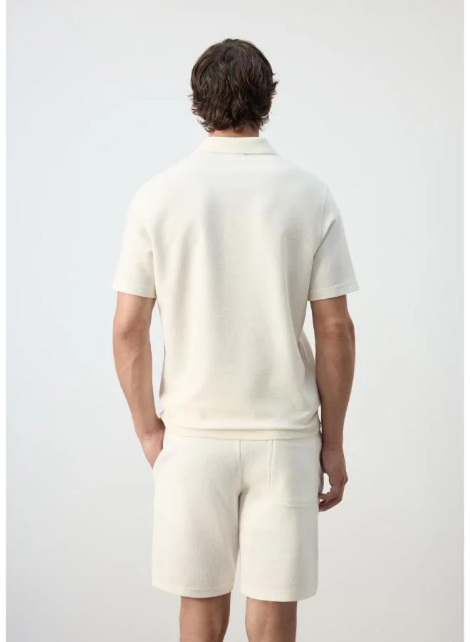 Mango Man Textured Cotton Blend Polo