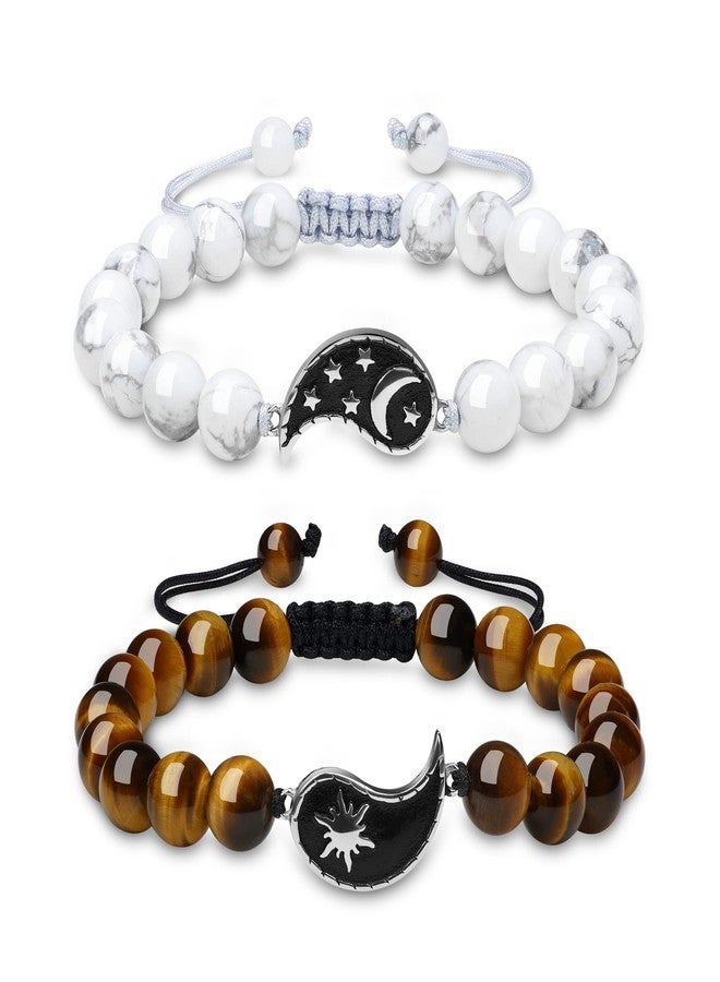 COAI Yin Yang My Sun and Stars Moon of My Life Howlite Tiger Eye Stone Relationship Bracelets - Image 1