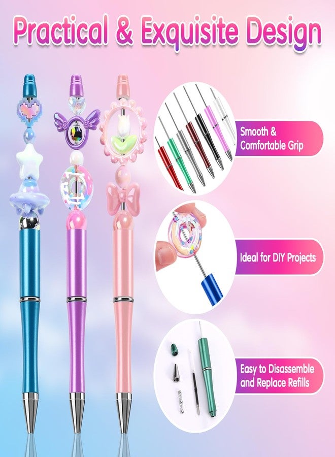 Draupnir 75 Pcs DIY Beadable Pens Kit - 25 Pens, 25 Refills & Bags, Black Ink for Students & Teachers(Multicolor) - Image 4