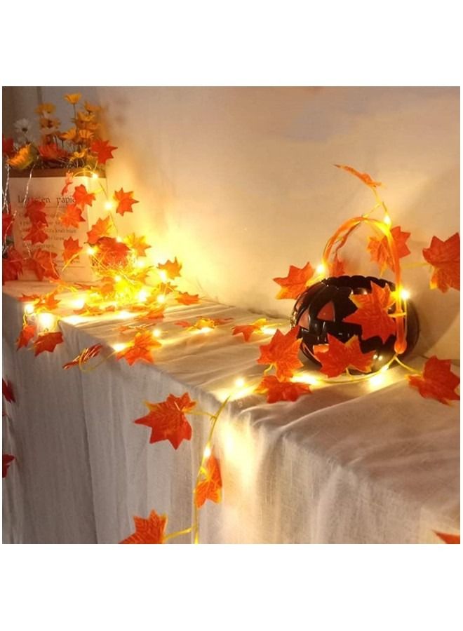 GGEROU Maple Leaves String Lights Solar Powered 32.8 Ft 100 LED Fall Lights for Indoor Outdoor Holiday Autumn Home Party Decor - Image 5