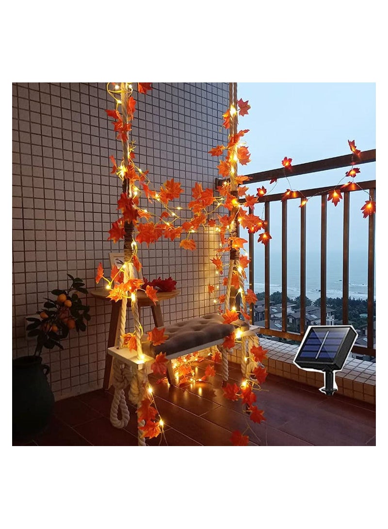 GGEROU Maple Leaves String Lights Solar Powered 32.8 Ft 100 LED Fall Lights for Indoor Outdoor Holiday Autumn Home Party Decor - Image 1