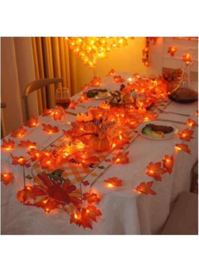 GGEROU Maple Leaves String Lights Solar Powered 32.8 Ft 100 LED Fall Lights for Indoor Outdoor Holiday Autumn Home Party Decor - Image 4