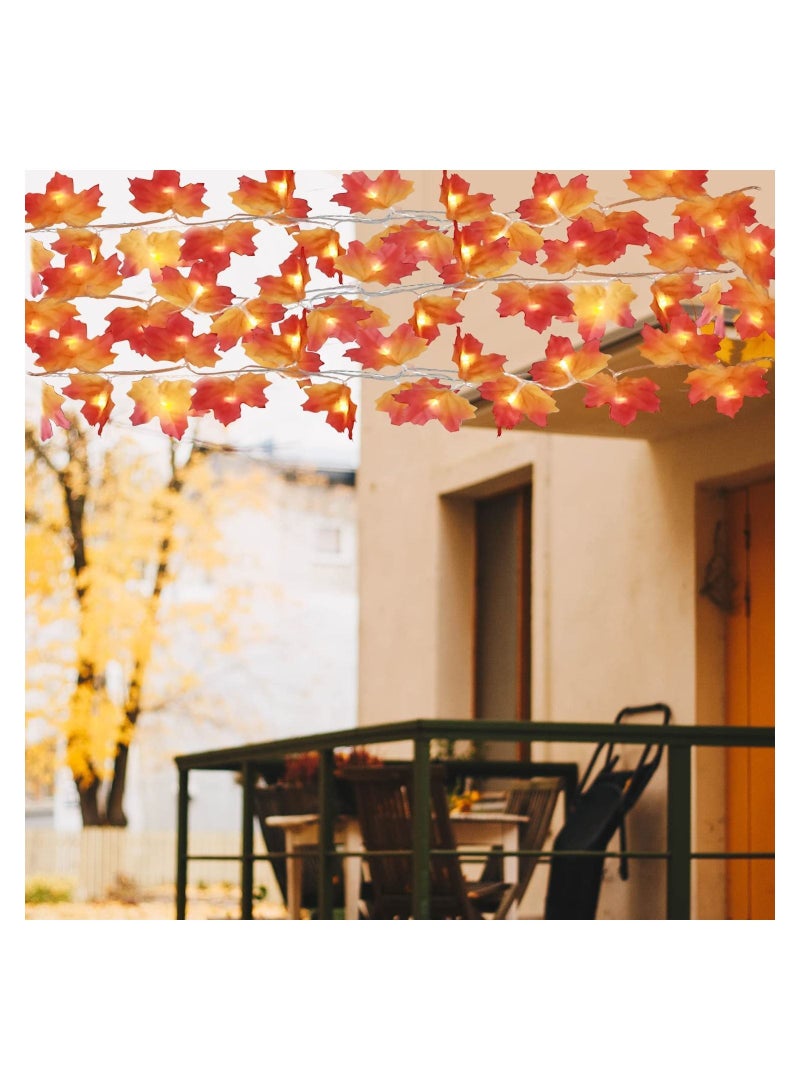 GGEROU Maple Leaves String Lights Solar Powered 32.8 Ft 100 LED Fall Lights for Indoor Outdoor Holiday Autumn Home Party Decor - Image 3
