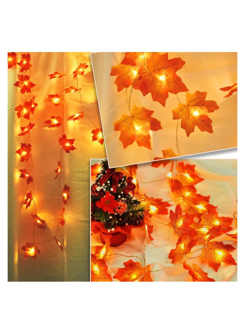 GGEROU Maple Leaves String Lights Solar Powered 32.8 Ft 100 LED Fall Lights for Indoor Outdoor Holiday Autumn Home Party Decor - Image 2