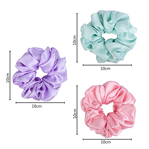 Arendelle Pack of 3 Pastel Oversized Satin Scrunchies - Image 2