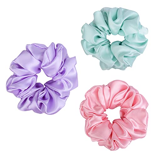 Arendelle Pack of 3 Pastel Oversized Satin Scrunchies - Image 1