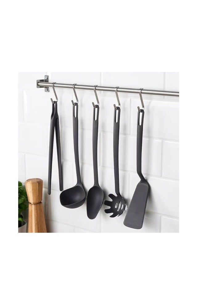 Generic Kitchen Utensil Set Tools Serving Spoon Set -5 Pieces-Grey  - Image 2
