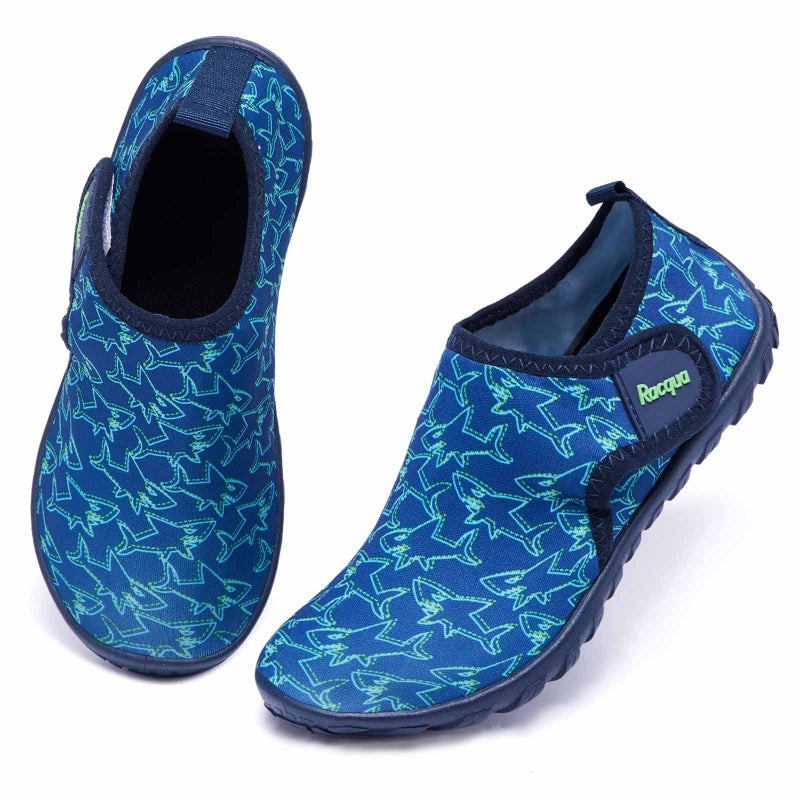 Racqua Boys Water Shoes Kids Swim Pool Lightweight Quick Dry Beach Sport Barefoot Walking Boating Surfing Aqua Shoes Big Kid Shark 2 - Image 2