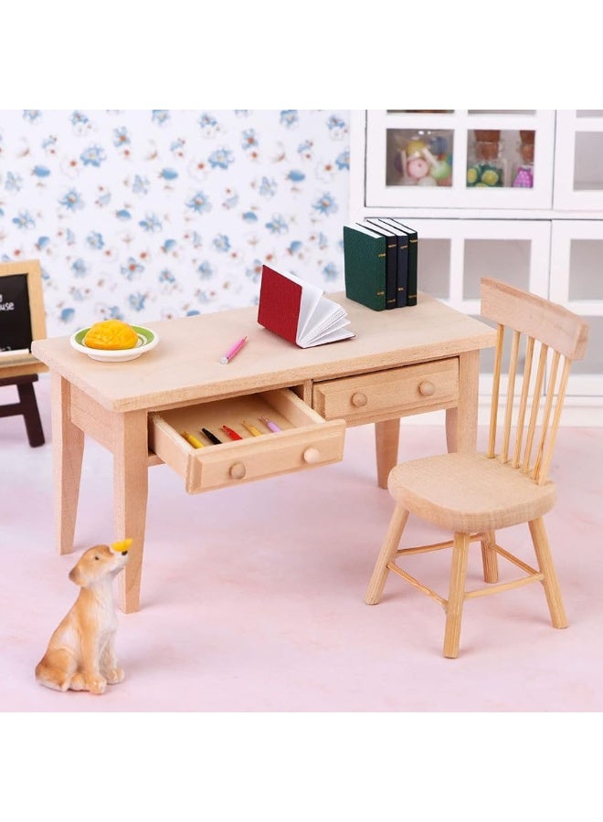 Haomian Wooden Dollhouse Furniture Mini Dollhouse Furniture of Table & Chair Miniature Living Room Kids Play Toy for Photo Props 1/12 Scale - Image 3