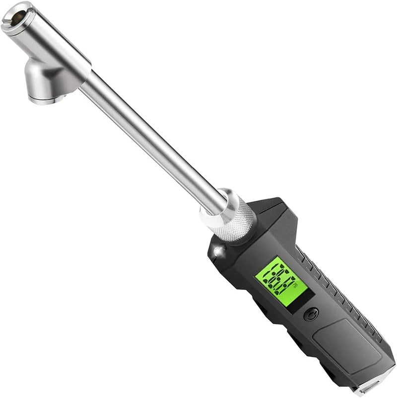 KASTWAVE Digital Tire Pressure Gauge 230 PSI Heavy Duty Dual Head for Truck and RV with Backlit LCD and Flashlight with Keyring Tyre Air Inflator Gauge With Flexible Hose for Cars Motorbike - Image 1