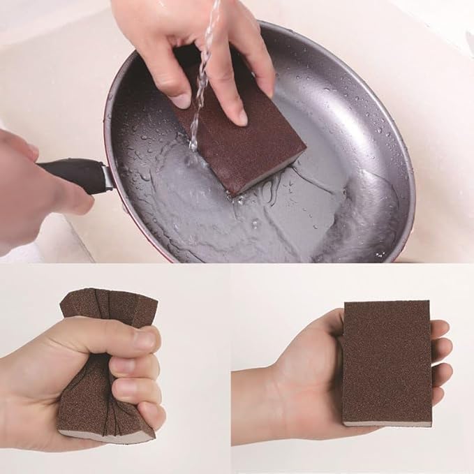 ABTER Multipurpose Brown Scrub Sponge with HeavyDuty Sandpaper Surface for Tough Cleaning Tasks Deep Cleaning Scrubber for Kitchen Bathroom More 2 - Image 3