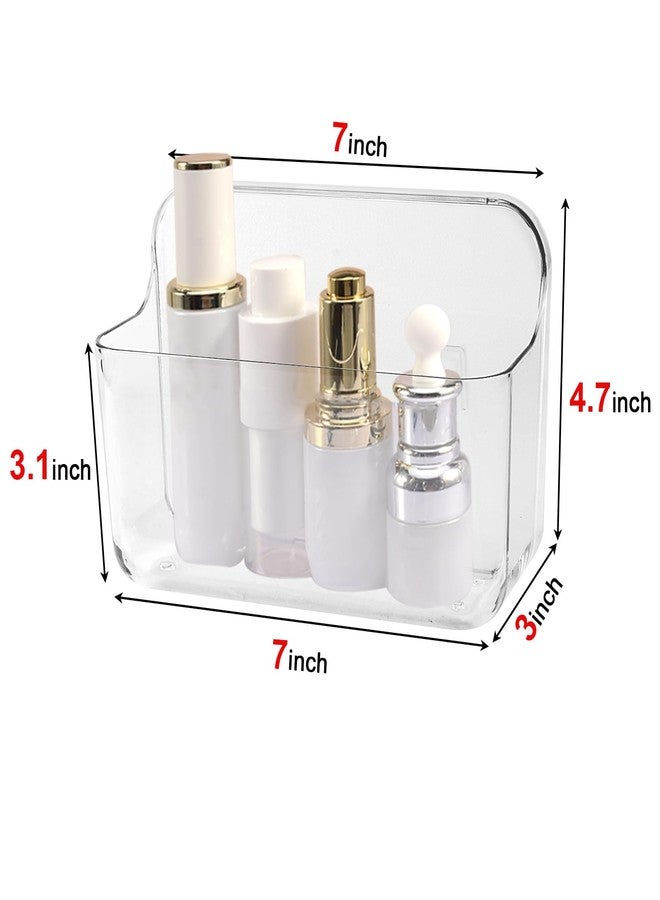 CGBE 2 Packs Cabinet Door Organizer, Acrylic Adhesive Shelf Wall Mounted Storage, Self Adhesive Shower Shelves Without Drilling, Automatic Draining Clear Shower Organizer for Bathroom - Image 3