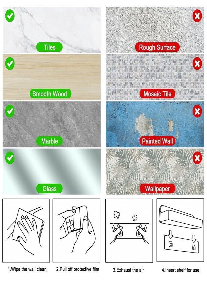 CGBE 2 Packs Cabinet Door Organizer, Acrylic Adhesive Shelf Wall Mounted Storage, Self Adhesive Shower Shelves Without Drilling, Automatic Draining Clear Shower Organizer for Bathroom - Image 2