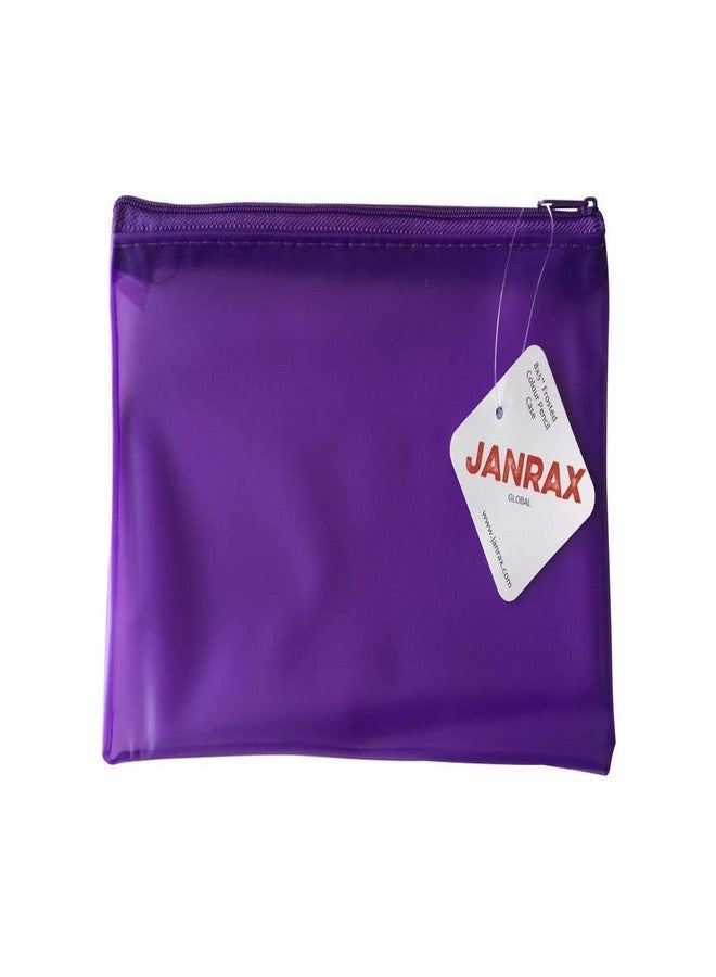 Janrax Frosted Pencil Case 8x5 Inch - See Through Exam Clear Translucent (Purple) - Image 3
