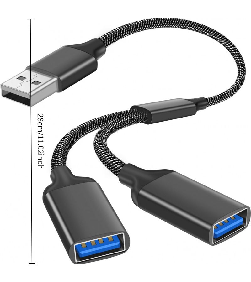 كابل مقسم USB Y ثنائي في واحد، كابل مقسم منفذ USB 2.0 مزدوج، محول USB ذكر أنثى للسيارة، لأجهزة سلسلة X S وPS4 وPS5 واللابتوب، لون أسود. - Image 5
