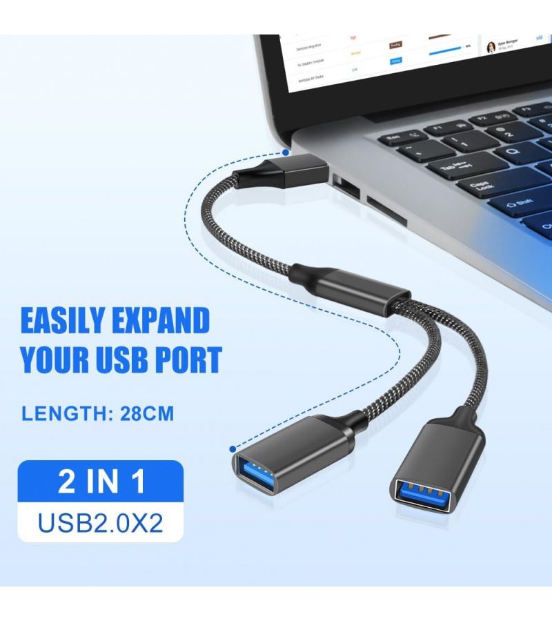 كابل مقسم USB Y ثنائي في واحد، كابل مقسم منفذ USB 2.0 مزدوج، محول USB ذكر أنثى للسيارة، لأجهزة سلسلة X S وPS4 وPS5 واللابتوب، لون أسود. - Image 1