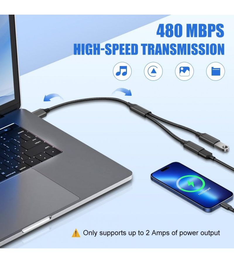 كابل مقسم USB Y ثنائي في واحد، كابل مقسم منفذ USB 2.0 مزدوج، محول USB ذكر أنثى للسيارة، لأجهزة سلسلة X S وPS4 وPS5 واللابتوب، لون أسود. - Image 3