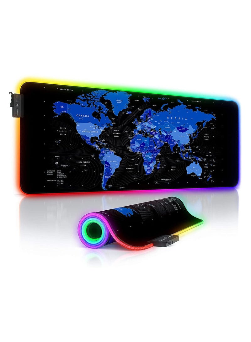 Mouse Pad BLUE WORLD MAP RGB Gaming Mouse Pad -Large - Image 1