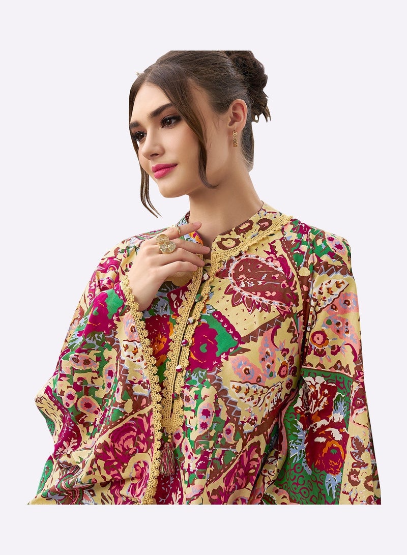 Sara Arabia جلابية سارة العربية المزخرفة بالزهور - Image 2