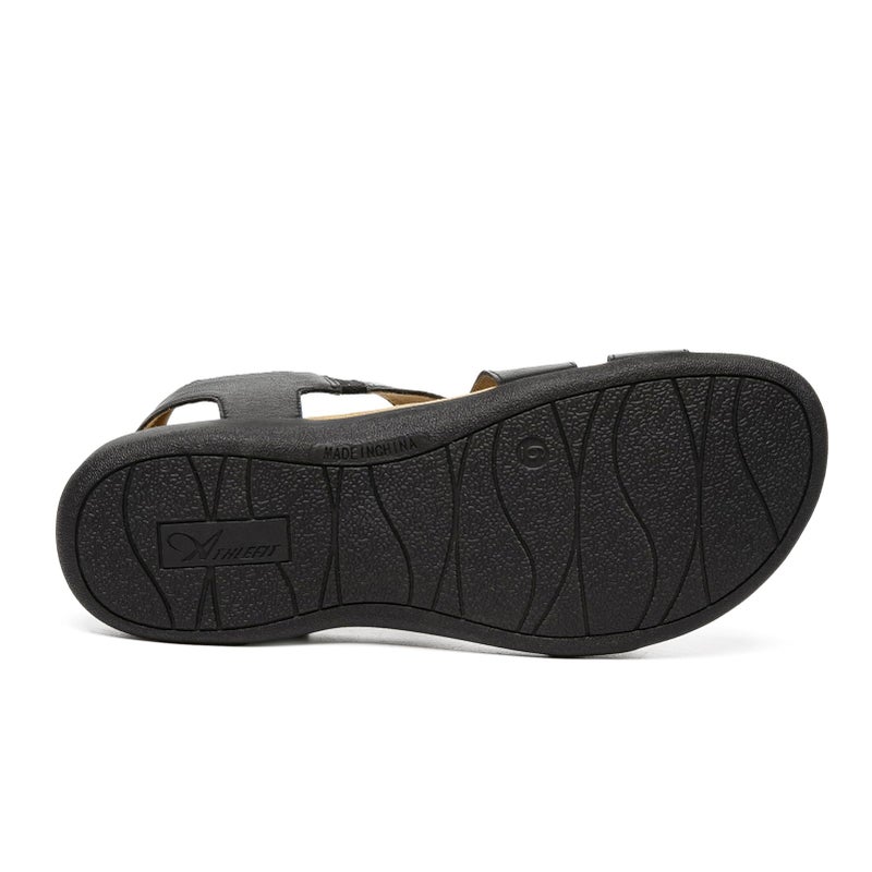 Athlefit Orthopedic Sandals for Women Summer Comfortable Arch Support Sandals Orthotic Leather Black Flat Sandals Size 9.5 - Image 5