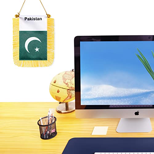 CANTENDO 2 Pack Pakistan Window Hanging Flag,Mini Pakistani Car Flag with Pole Tassel Suction Cup Rearview Mirror Decoration(3x5 Inch) - Image 5