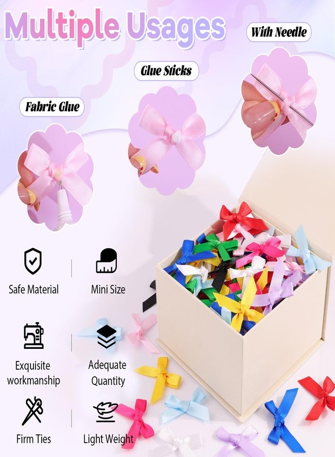 TINKRSTUFF ١٠٠ قطعة من فيونكات تينكرستف الصغيرة الملونة للأعمال اليدوية، فيونكات صغيرة من شريط الساتان مقاس ١٫٥ × ٢ بوصة لتزيين الأعمال اليدوية، فيونكات قماشية صغيرة لتزيين الملابس، إكسسوارات لطيفة لتزيين الأعمال اليدوية والهدايا والحفلات - Image 5