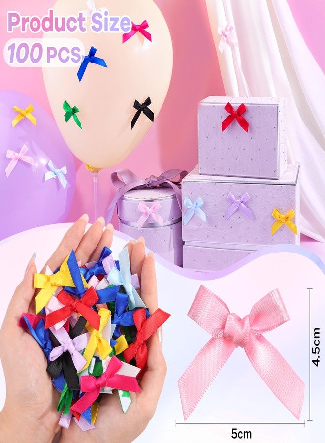 TINKRSTUFF ١٠٠ قطعة من فيونكات تينكرستف الصغيرة الملونة للأعمال اليدوية، فيونكات صغيرة من شريط الساتان مقاس ١٫٥ × ٢ بوصة لتزيين الأعمال اليدوية، فيونكات قماشية صغيرة لتزيين الملابس، إكسسوارات لطيفة لتزيين الأعمال اليدوية والهدايا والحفلات - Image 3