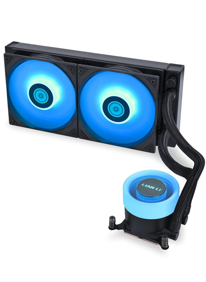 ليان لي مبرد وحدة المعالجة المركزية السائل GA II Lite 240 RGB AIO - مشعاع ألومنيوم 240 مم، مضخة 3800 دورة في الدقيقة، مراوح ARGB هيدروليكية 2500 دورة في الدقيقة، متوافق مع Intel LGA 1700/1851 وAMD AM4/AM5، أنبوب مضفر 400 مم، شعار مضخة دوارة، كابل مروحة متسلسل، أسود | GA2L24RB - Image 2