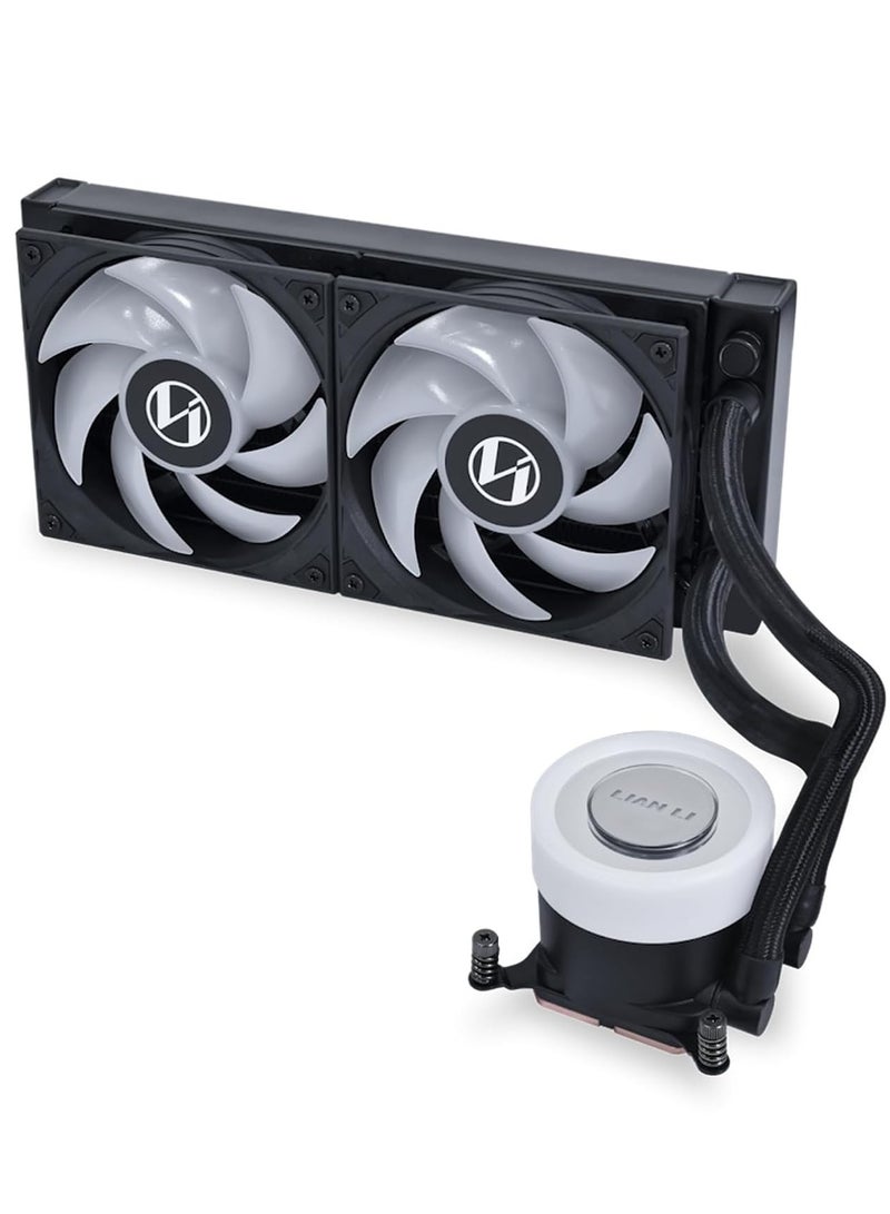 ليان لي مبرد وحدة المعالجة المركزية السائل GA II Lite 240 RGB AIO - مشعاع ألومنيوم 240 مم، مضخة 3800 دورة في الدقيقة، مراوح ARGB هيدروليكية 2500 دورة في الدقيقة، متوافق مع Intel LGA 1700/1851 وAMD AM4/AM5، أنبوب مضفر 400 مم، شعار مضخة دوارة، كابل مروحة متسلسل، أسود | GA2L24RB - Image 4
