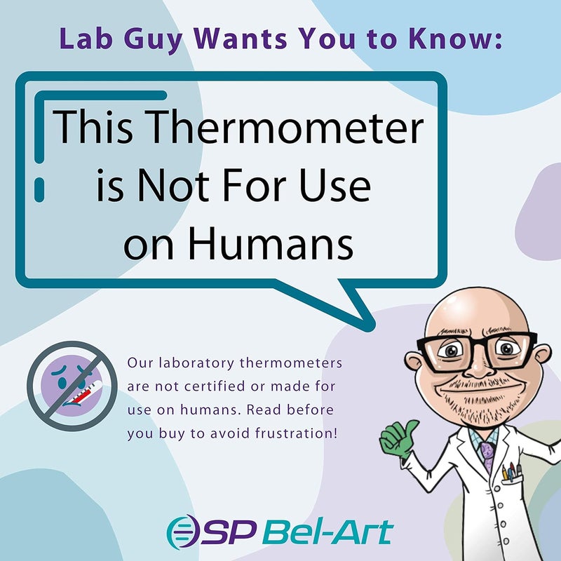 SP Scienceware SP Bel-Art, H-B Double-Safe PFA Coated, Liquid-In-Glass Laboratory Thermometer; -10/260C, 76mm Immersion, Environmentally Friendly (B60400-0800) - Image 3
