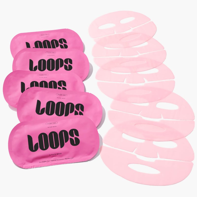 LOOPS DOUBLE TAKE - Glow Hydrogel Face Masks - Calms and Soothes Skin - Refine Pores and Smooth for a Flawless Face - Hydrating Skin Mask Face Mask Leaves You Refreshed and Loumonus, 5pc - Image 2