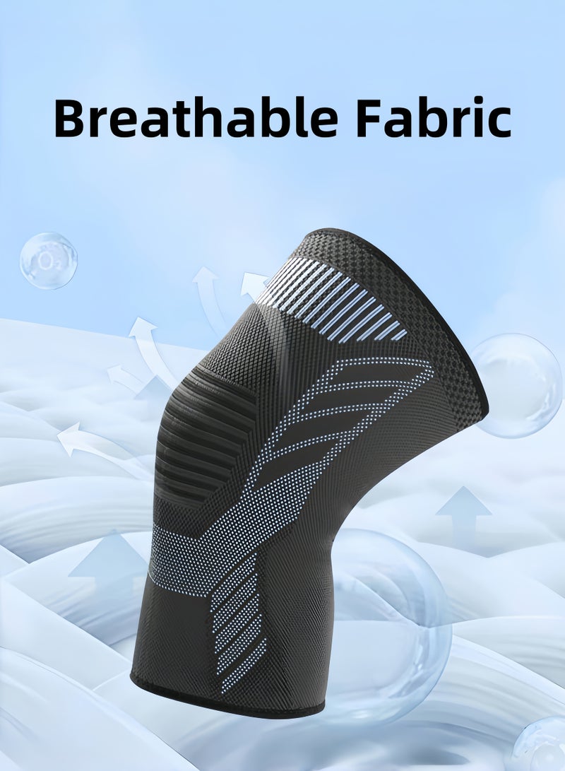 Hiras Knee Brace for Men & Women - 2-Piece Adjustable Compression Sleeves for Knee Pain Relief & Joint Support, Anti-Slip High-Elastic Sport Knee Pads for Running, Basketball, Gym Workout & Injury Recovery - Image 5