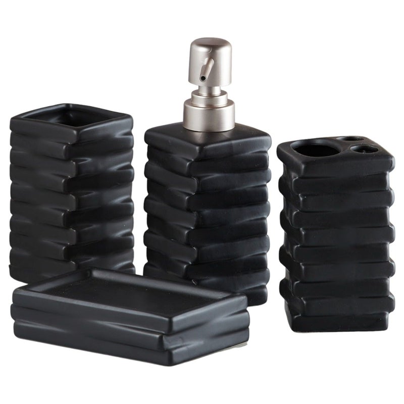 Kookee Ceramic Bathroom Accessories Set of 4, Modern Bath Set with Liquid handwash Soap Dispenser and Toothbrush Holder for Home (10252) - Image 5
