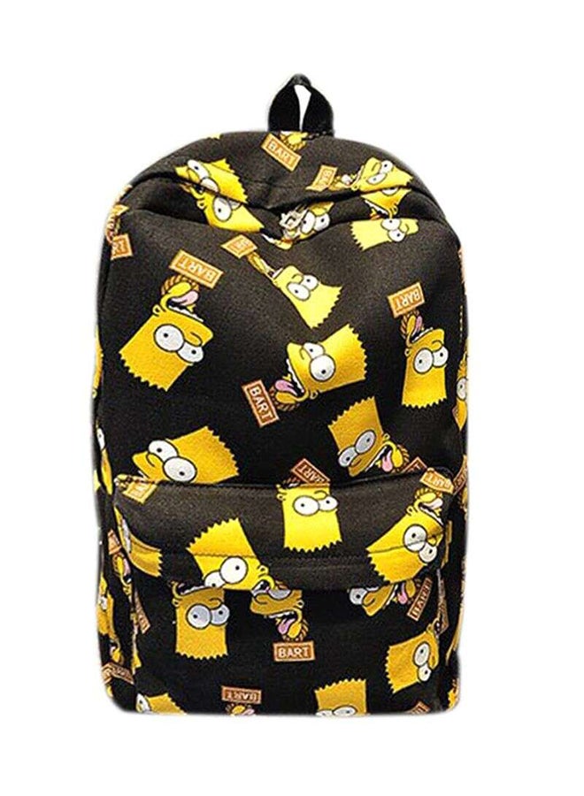 OUTAD Cartoon Print Canvas Backpack Black/Yellow - Image 1