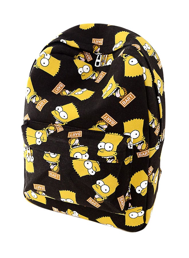 OUTAD Cartoon Print Canvas Backpack Black/Yellow - Image 3