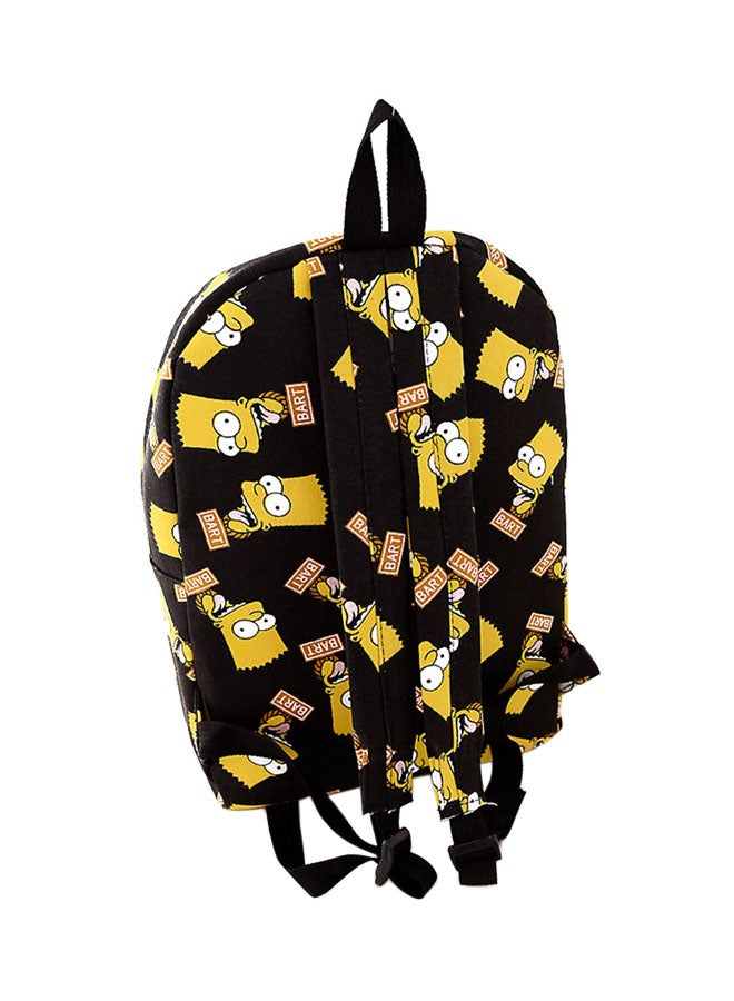 OUTAD Cartoon Print Canvas Backpack Black/Yellow - Image 2