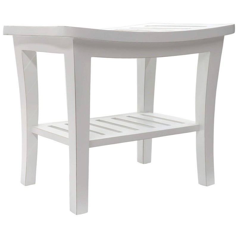 REDMON Since 1883 WC Redmon Distressed Teak Shower Bench White 5321WH Large 